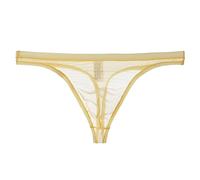 CEWIFO Natale Sexy Intimo Uomo Cotone Perizoma Sensuale in Rete Trasparente Maschile Sottile Eccitante per Il Divertimento Camera da Letto (Beige, XL)