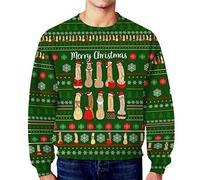 CEWIFO Natale Zip Hoodie Men Felpa Leggera Bambino con Senza Cappuccio Maglione da Uomo Autunno Inverno Sporco Dildo Segreto Casual Allentato Girocollo (Green, XL)