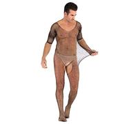 CEWIFO Perizoma Sexy da Uomo Calze Sensuali con Design Aperto e Corpo in Rete Trasparente Maschile Costume Bagno Mutande Slip Intimo Boxer Nero