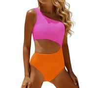 CEWIFO Pigiama Babbo Natale Abiti Sexy Costume Piscina Donna Due Pezzi da Bagno Intero Monospalla Elegante per Nuoto e Relax Estivo con Apertura a Chiave Posteriore (S)