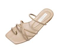 CEWIFO Sandali Donna Estive Sandali Donna con Cinturino e Punta per Spiaggia Fatata Estivi Comodi (Beige, 37)