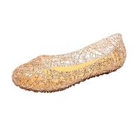 CEWIFO Sandali Donna Sandali Donna con Cristalli e Tacco a Zeppa in Gel Traspirante per un Elegante e Comodo (Gold, 41)