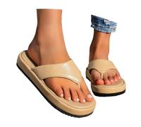 CEWIFO Scarpe Donna con Tacco Ciabatte Spugna Sandali Plateau Estivi Casuali Comodi Infradito da Spiaggia Suola Morbida per Uso Interno Esterno (Beige, 38)