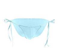 CEWIFO Slip Uomo Microfibra Boxer da Natalizio Sensuale con Lacci Design Elegante Maschile Elasticizzato Comodo Modello Tinta Unita (Light Blue, One Size)