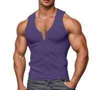 CEWIFO T Shirt Personalizzata Uomo avanti E Dietro Manica Corta Camicie da Che Non Si Stirano Canottiera V Casual Maglia Intima Sportiva Leggera Morbida Confortevole (Purple, S)