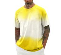 CEWIFO T-Shirt Uomo XXL Camicia Cotone Manica Lunga Slim Camicie Eleganti Particolari Maglietta A Maniche Corte Stampa Tie-Dye Traspirante Comoda Casual per Tutti I Giorni (Yellow, M)