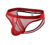 CEWIFO Tanga Uomo Jockstrap Uomo Gay Latex Mutande Uomo Trasparenti Mutande Uomo Slip Offerta Perizoma Uomo Sexy Hot Leopardato Jockstrap Uomo Slip Uomo Bianco Mutande Uomo Boxer Nere Rosso XL