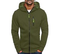 CEWIFO Varsity Jacket Verde Giubbotto Uomo Giacca Impermeabile Antipioggia Cappotti con Collo in Pelliccia Felpa Cappuccio e Zip Grigia Pile da Lavoro