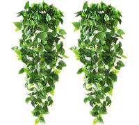 CEWOR 2 piante finte da appendere, 1,1 m, foglie di edera artificiale per matrimoni, pareti, casa, patio, interni ed esterni, decorazione per casa e ufficio (senza cestini)
