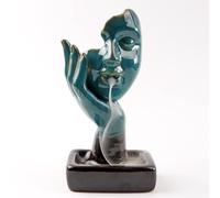 CEWROM Bruciatore di Incenso a Riflusso "Thinker" - Portaincenso Cascata in Ceramica per Bastoncini e Coni, Diffusore Aromi Decorativo per Yoga, Meditazione, Casa e Ufficio, Idea Regalo Zen