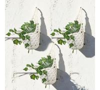 CEWROM Fioriera in macramè, 3 pezzi, decorazione bohémien, per piante, per interni ed esterni, per balconi, soggiorno, decorazione da parete