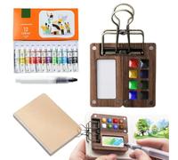 CEWROM Mini Tavolozza Acquerello Portatile con 8 Scomparti - Set da Viaggio per Acquerello Pocketartist - Tavolozza Compatta per Pittura in Legno con Clip - Ideale per Artisti, Studenti, Pittori