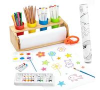 CEWROM Portarotolo per carta da disegno, rotolo di carta da disegno, portapenne con contenitori, isole e rotolo di carta per bambini, 35 pezzi, favorisce il lavoro autonomo a scuola e a casa