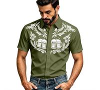 Cexiakong Camicia western da uomo a maniche corte vintage, camicia tradizionale Oktoberfest, camicia da cowboy western con stampa 3D, camicia a maniche corte con bottoni, camicia per attività