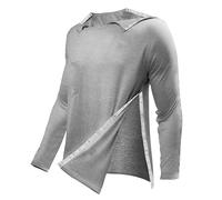 Cexiakong Camicie da uomo postale a spalla camicie dopo interventi chirurgici a spalla recupero strappabile manica corta completamente aperto lato pulsante dialisi chemio abbigliamento tinta unita,