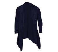 Cexiakong Cardigan da uomo sottile con collo sciallato, leggero, di grandi dimensioni, giacca media con cappuccio aperto, sottile, alto e basso, apertura frontale, tinta unita, O blu., XXL