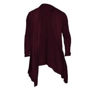 Cexiakong Cardigan da uomo sottile con collo sciallato, leggero, di grandi dimensioni, giacca media con cappuccio aperto, sottile, alto e basso, apertura frontale, tinta unita, O rosso., XXL