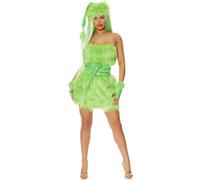 Cexiakong Costume da ladro di Natale mostro con pelliccia verde, per Halloween, perfetto per feste in costume e Windskid Grinch Carnevale verde peloso mostro Grinch vestito sexy di Natale
