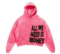 Cexiakong Felpa con cappuccio da uomo anime Y2K Style Pullover con cappuccio Harajuku Streetwear, felpa invernale comoda a maniche lunghe, oversize, con cappuccio, casual, con cappuccio, O rosa., XXL