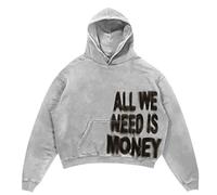 Cexiakong Felpa con cappuccio da uomo anime Y2K Style Pullover con cappuccio Harajuku Streetwear, felpa invernale comoda a maniche lunghe, oversize, con cappuccio, casual, con cappuccio, O grigio
