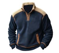 Cexiakong Felpa tattica da uomo per attività all'aria aperta, in pile, stile vintage, con mezza cerniera, colletto alto, da uomo, comoda, morbida, per il tempo libero, alla moda, tinta unita