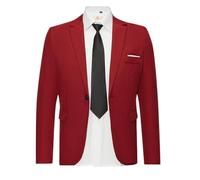 Cexiakong Giacca da uomo Giacca sportiva per il tempo libero Blazer Regular Fit Uomini Plus Size Uomo Business Casual Abiti Europei e Americani Slim Abiti Piccolo Blazer, Colore: rosso, XXXXXL