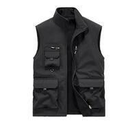 Cexiakong Gilet invernale da uomo, foderato, in pile, interno caldo, senza maniche, per autunno e inverno, per il tempo libero, multi tasche, per attività all'aria aperta, per lavoro, pesca, tinta