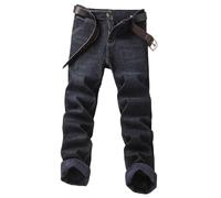 Cexiakong Jeans termici da uomo, pantaloni da neve, pantaloni invernali foderati, jeans invernali con pile, pantaloni foderati in pile, jeans foderati, vestibilità normale, comodi, comodi, U nero., 44