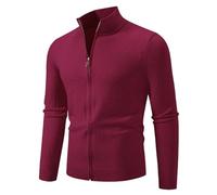 Cexiakong Maglione tradizionale bavarese da uomo, con chiusura lampo, con colletto alto, a maniche lunghe, maglione invernale, maglione classico, O rosso., 3XL