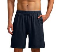 Cexiakong Pantaloncini casual da uomo, vestibilità comoda, con elastico in vita, per il tempo libero, O blu navy, L