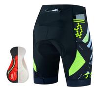 Cexiakong Pantaloni da ciclismo da uomo con imbottitura 4D, imbottiti, elastici, corti, con 3 tasche, traspiranti, ad asciugatura rapida, da uomo, per bici da corsa, O verde, 3XL
