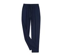 Cexiakong Pigiama da uomo, lungo, in puro cotone, per la primavera e l'autunno, largo, per il tempo libero, per uomo, loungewear Sleepwear elastico in vita, O blu navy, XL