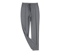 Cexiakong Pigiama da uomo, lungo, in puro cotone, per la primavera e l'autunno, largo, per il tempo libero, per uomo, loungewear Sleepwear elastico in vita, O grigio scuro, XXL