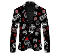 Cexiakong Sakko - Giacca da uomo Funky Oktoberfest outfit Regular Blazer, anni da discoteca, con motivo di birra e bottoni, per uomo, traspirante, per il tempo libero, P nero., S
