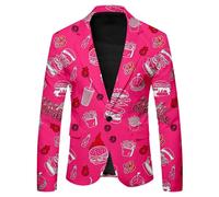 Cexiakong Sakko - Giacca da uomo Funky Oktoberfest outfit Regular Blazer, anni da discoteca, con motivo di birra e bottoni, per uomo, traspirante, per il tempo libero, P Rosa Caldo, L