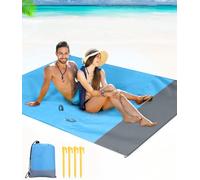 Cexovo 210x200cm Coperta da Spiaggia Portatile Telo Anti Sabbia Tappetino da Mare Coperta Picnic Impermeabile Grande Stuoia Spiaggia con 4 Picchetti Fixed,Telo Spiaggia Antisabbia per Spiaggia