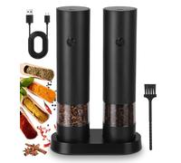 Cexovo Set di 2 Set macina sale e pepe elettrico, ricaricabile con Type-C | con Base, grana regolabile, Portatile, funzionamento silenzioso con un solo tocco per la, per cucina, picnic, griglia