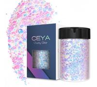 Ceya Brillantino lucido iridescente grosso, 140 g di opale magico, glitter in polvere mista a fiocchi fini, per lavori fai da te, resina epossidica, pittura di bicchieri, decorazione natalizia