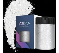 Ceya Glitter grosso, 140 g, bianco perlato, glitter in polvere di Natale, fiocchi fini, iridescenti, paillettes iridescenti, per nail art, capelli, resina epossidica, bicchieri, slime, pittura,