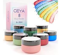 Ceya Mica Powder - Set di 8 colori, 2,8 oz / 80 g pastello perlato effetto sapone tintura, 0,35 oz ciascuno epossidico pigmento tinto cipria, tintura candela, bomba da bagno Slime, smalto per unghie,