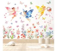 CEYAZYE Decalcomanie da parete per camera da letto delle ragazze, adesivi da parete rimovibili con farfalle e elfi, decorazione per la casa per la cameretta dei bambini, decorazione artistica per la