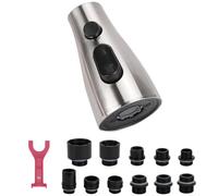 CEYAZYE Testa di ricambio per rubinetto da cucina, 3 modalità di spruzzo, spruzzatore per lavello da cucina con 11 adattatori compatibile con standard americano, nichel spazzolato