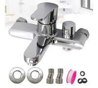 CeyKo, rubinetto per vasca da bagno, miscelatore doccia e vasca da bagno, doccetta a leva singola con soffione doccia da 1/2" e beccuccio per vasca da bagno, cromato con materiale di fissaggio