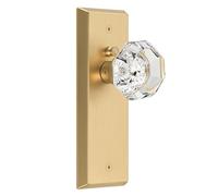 CEYMIO Pomelli in vetro per porte interne, stile vintage, per camera da letto e bagno, con serratura, taglio diamante, finitura oro francese (confezione da 1)