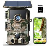 CEYOMUR 4K UHD Fototrappola Solare, Wifi 6 Fototrappola Notturna con Batteria Ricaricabile da 5200mAh, Fotocamera Caccia con Angolo di Rilevamento 120° Impermeabile IP66 Scheda SD da 32GB