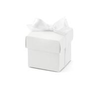 PartyDeco Scatole regalo 50 pezzi bianche con fiocco per matrimonio battesimo nascita