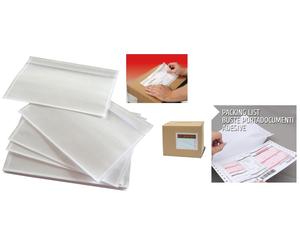 CF. 100 BUSTE ADESIVE PORTA DOCUMENTI PER IMBALLAGGIO E SPEDIZIONE AVVISI, NOTE