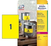 CF. 20 ETICHETTE GIALLO FLUORESCENTI IN POLIESTERE A4 210X297 AVERY L6111-20