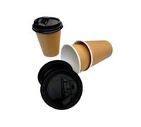 CF CARTA INGROSSO E DISTRIBUZIONE 500 Bicchieri in Cartoncino per Bibite Calde 250ml con Coperchio con Beccuccio Nero, per Cappuccino e Asporto