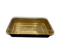 CF CARTA INGROSSO E DISTRIBUZIONE Contenitori Premium in alluminio laccati gold e black con coperchio in pet trasparente 50 pezzi (2040cc)